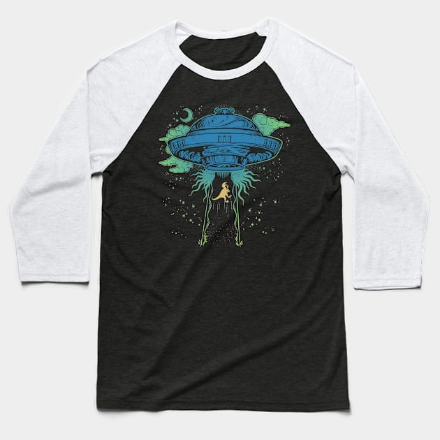 UFO Raptor Baseball T-Shirt by Psitta